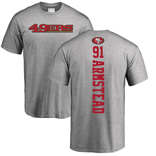 Men San Francisco 49ers Ash Arik Armstead Backer #91 NFL T Shirt->nfl t-shirts->Sports Accessory